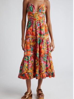 Farm Rio Tiered Midi Dress